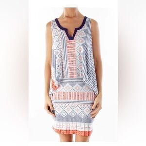 Anthropologie Maeve Multicolor Sleeveless Tribal Print Dress Midi Knee Length L